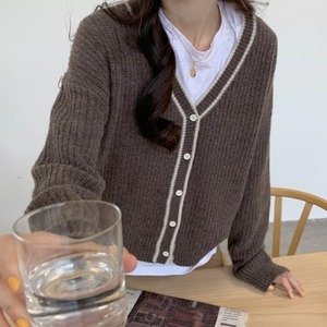 【送料無料】ニットカーディガン トップス 羽織 リブ Vネック ゆったり 長袖 大人可愛い カジュアル レトロ シンプル ベーシック お出かけ デート 普段使い デイリー 着回し TO-327IU