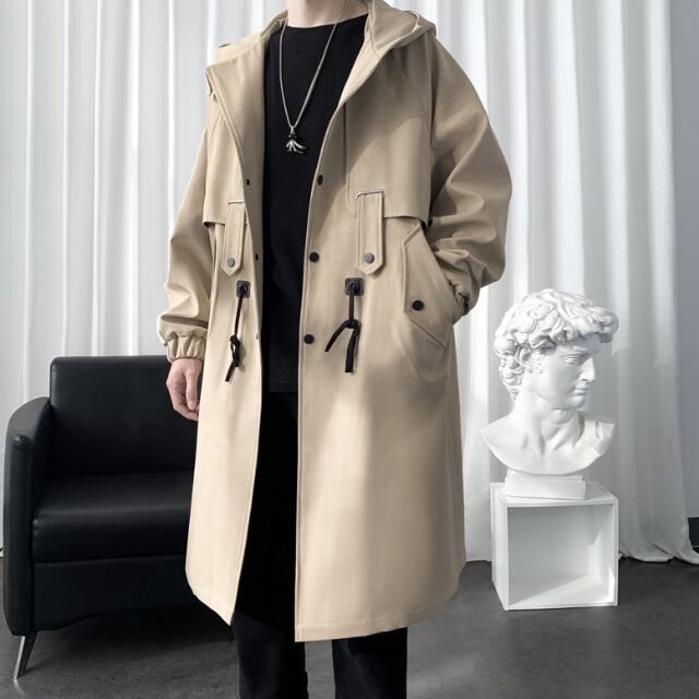 ベージュ フード付き チェスターコート