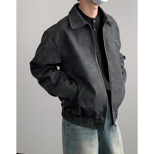 suede jacket front zip-up waist shape blouson mr0545