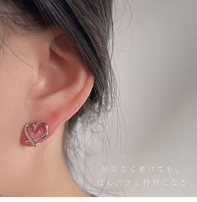 HY 282 .ハート型 無痛耳夹 イヤリング 鍍金・鍍銀仕様 1.2cm 小ぶり