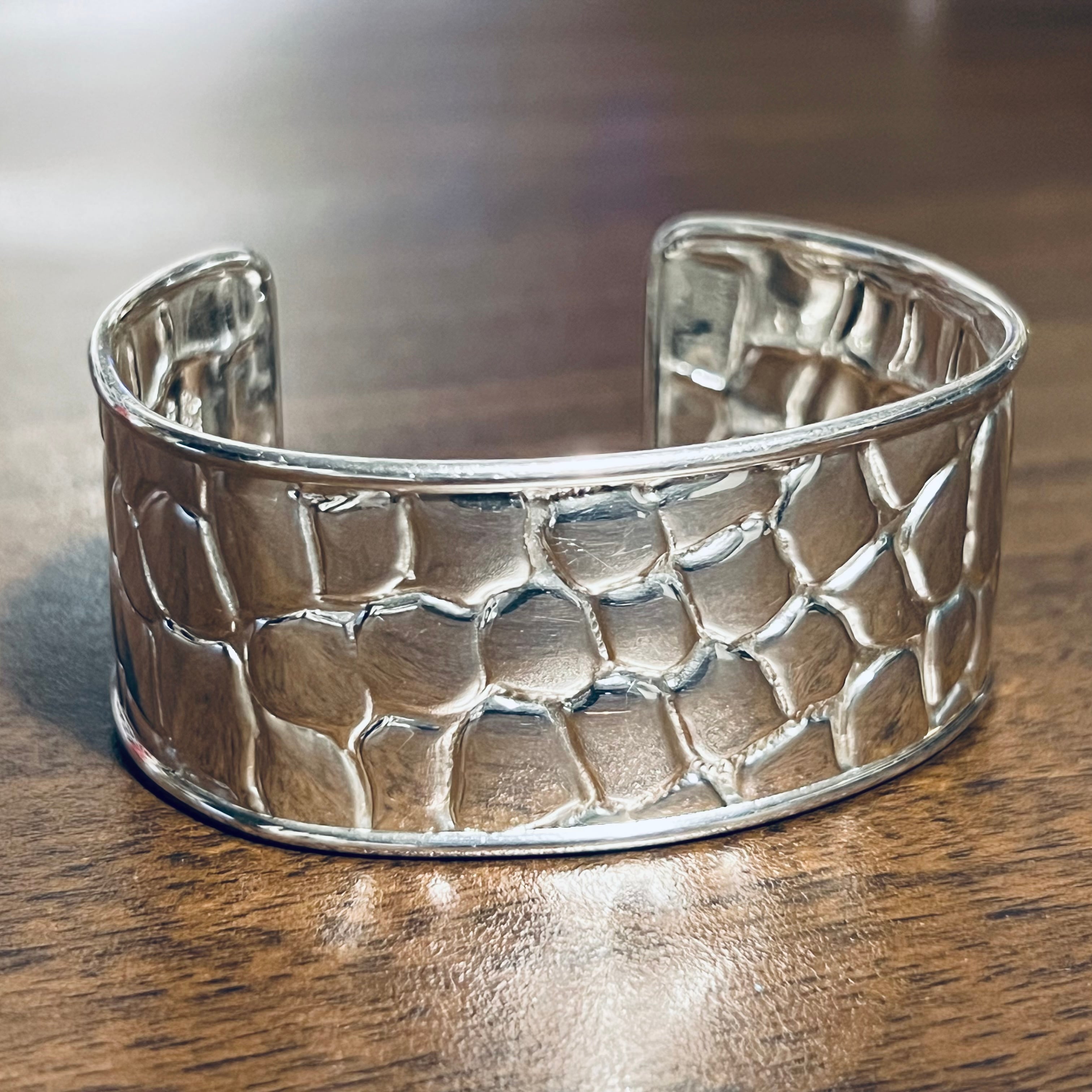 VINTAGE TIFFANY & CO. Crocodile Cuff Bracelet Sterling Silver