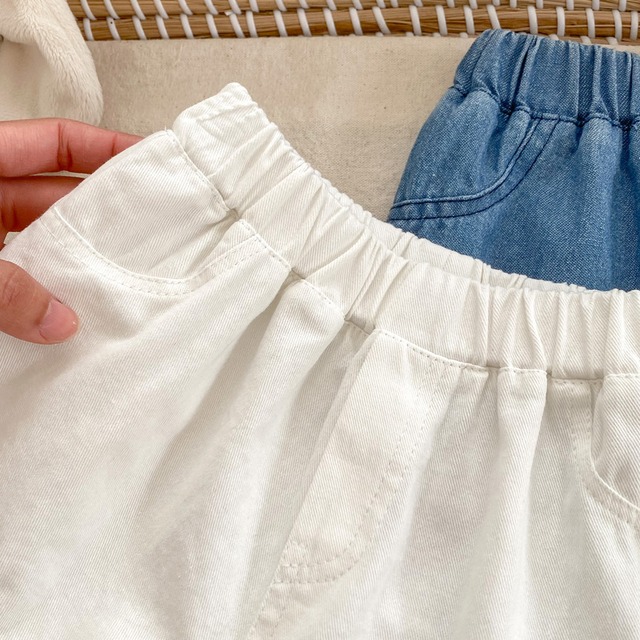 【BABY】裾フリルウエストゴムデニムハーフパンツ - 7