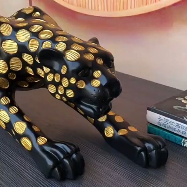 オブジェ 黒豹 レオパード 大型 置物 全長105cm 全長78cm 大きい おしゃれ かわいい インテリア 北欧 置物 動物 アニマル リビング 玄関 装飾 ドット 水玉 モダン