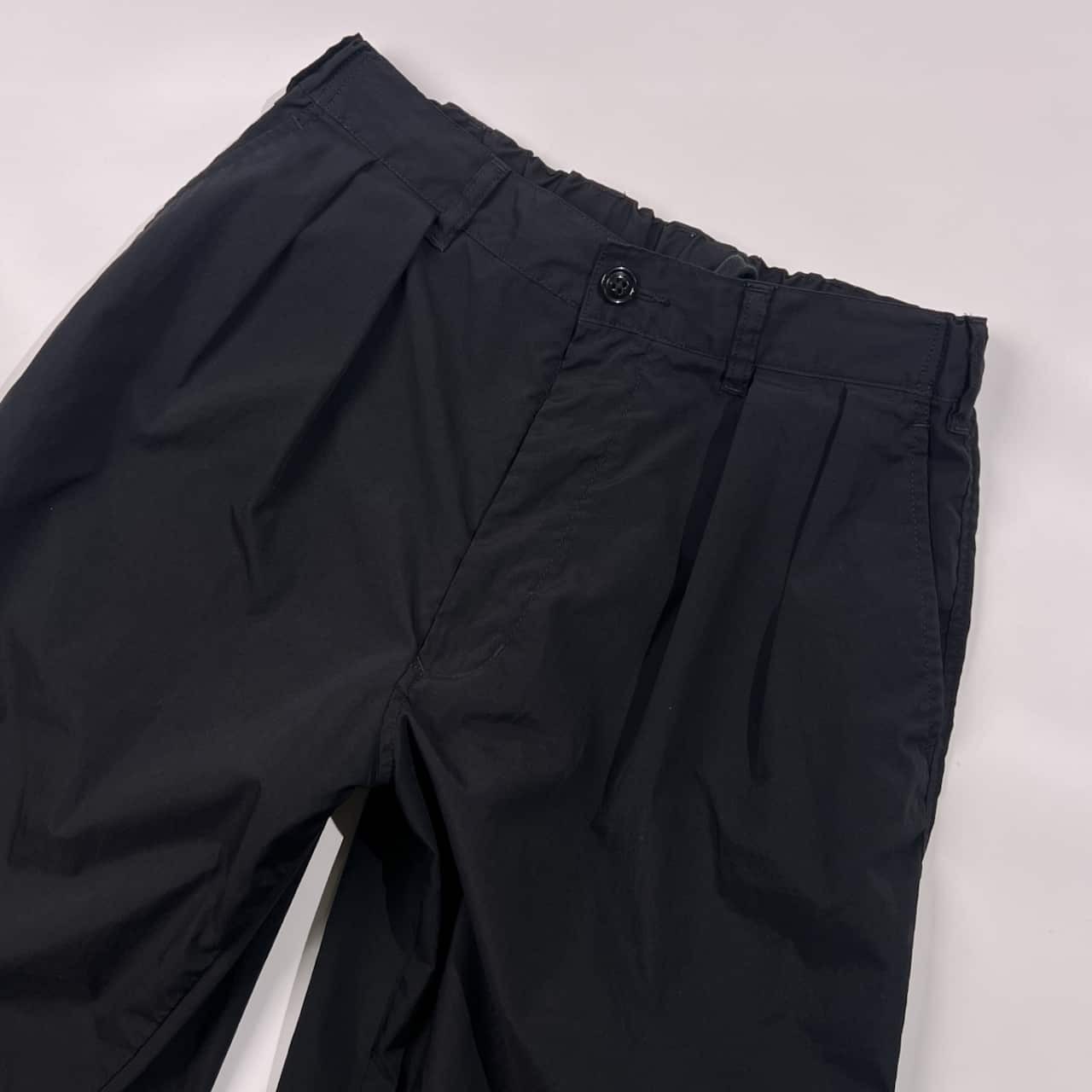 BEAMS ビームス 2タック ワイド クロップド丈 スラックス パンツ M/ブラック メンズ