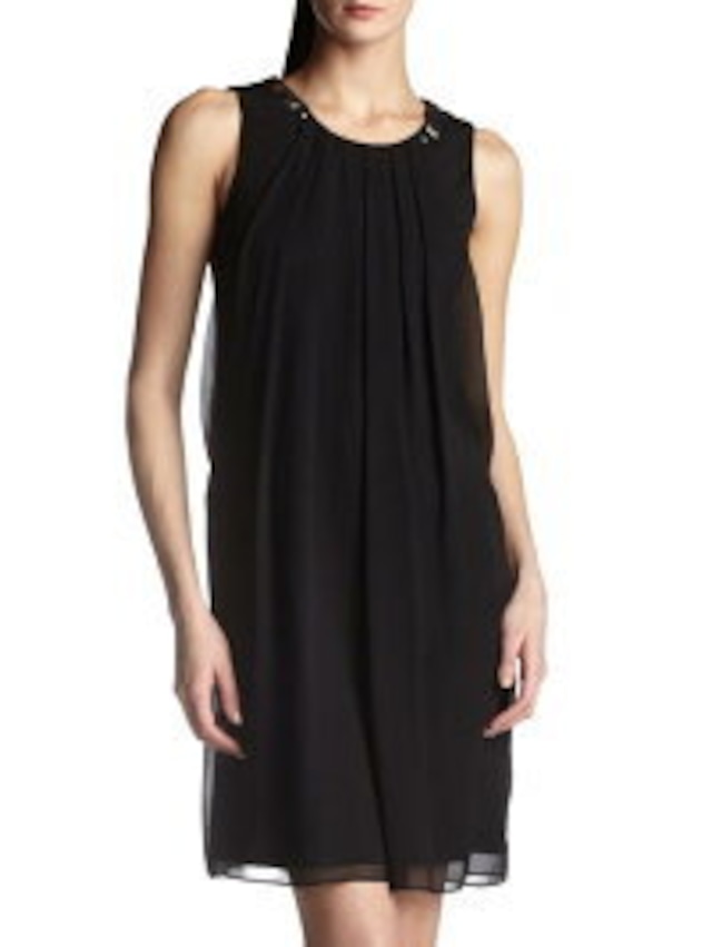 【公式サイト限定セール】【12,800円→4,999円】新品スージーチン/Suzi Chin★シルクシフォン ノースリーブワンピース/リトルブラック ドレス/LBD/黒/大きいサイズ/結婚式/パーティー/宴会 lf10021