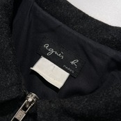 フランス製 90s agnes b アニエスベー ハの字ジップ ウール ジャケット コート サイズ 1 /チャコールグレー/ビンテージ