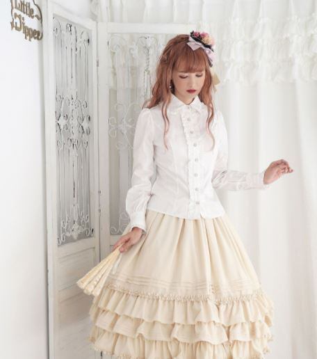 クラロリ 2way フリル 姫袖 ブラウス 薔薇柄 スカート セット クラロリ 2way フリル 姫袖 ブラウス 薔薇柄 スカート セット
