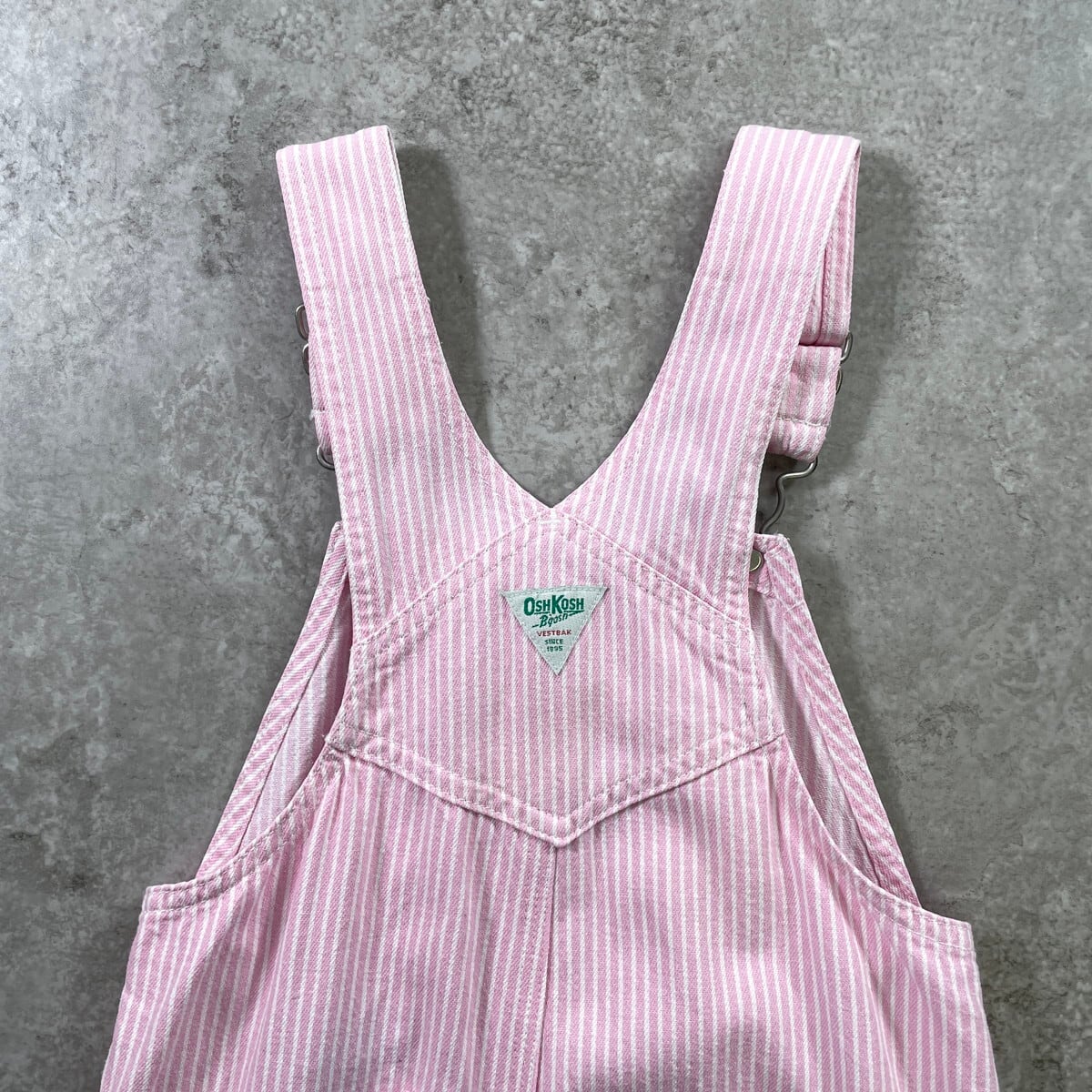 kids】OSHKOSH オシュコシュ ピンクストライプ オーバーオール