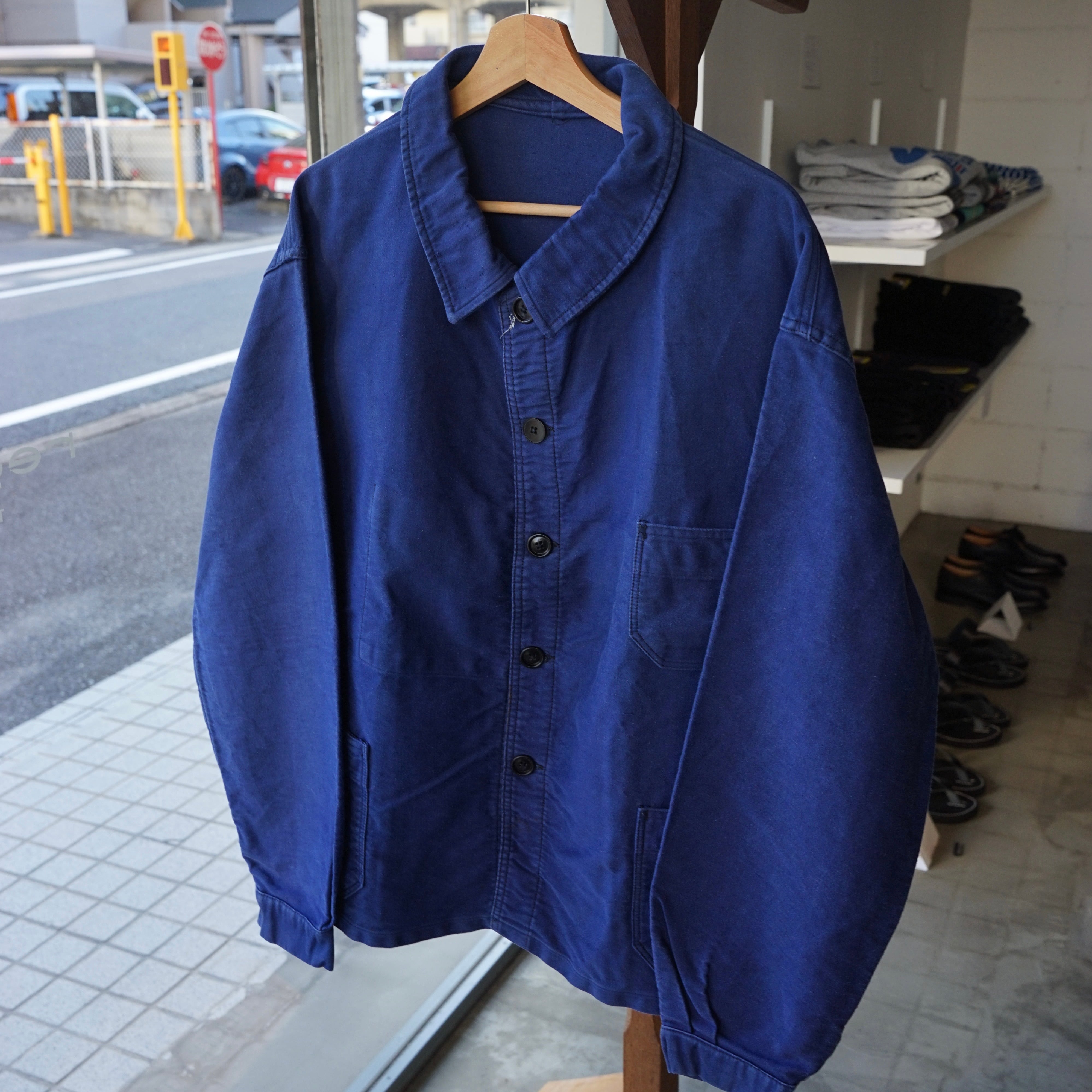 Le Pigeon Voyageur ブルーモールスキンジャケット Mint Condition](XLサイズ相当) 60's Le Pigeon Voyageur Blue