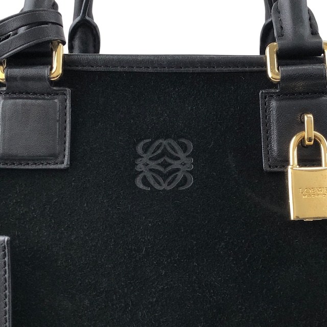LOEWE ロエベ ハンドバッグ ブラック アマソナ28 アナグラム スエード ミニボストン vintage ヴィンテージ オールド hf8cwp