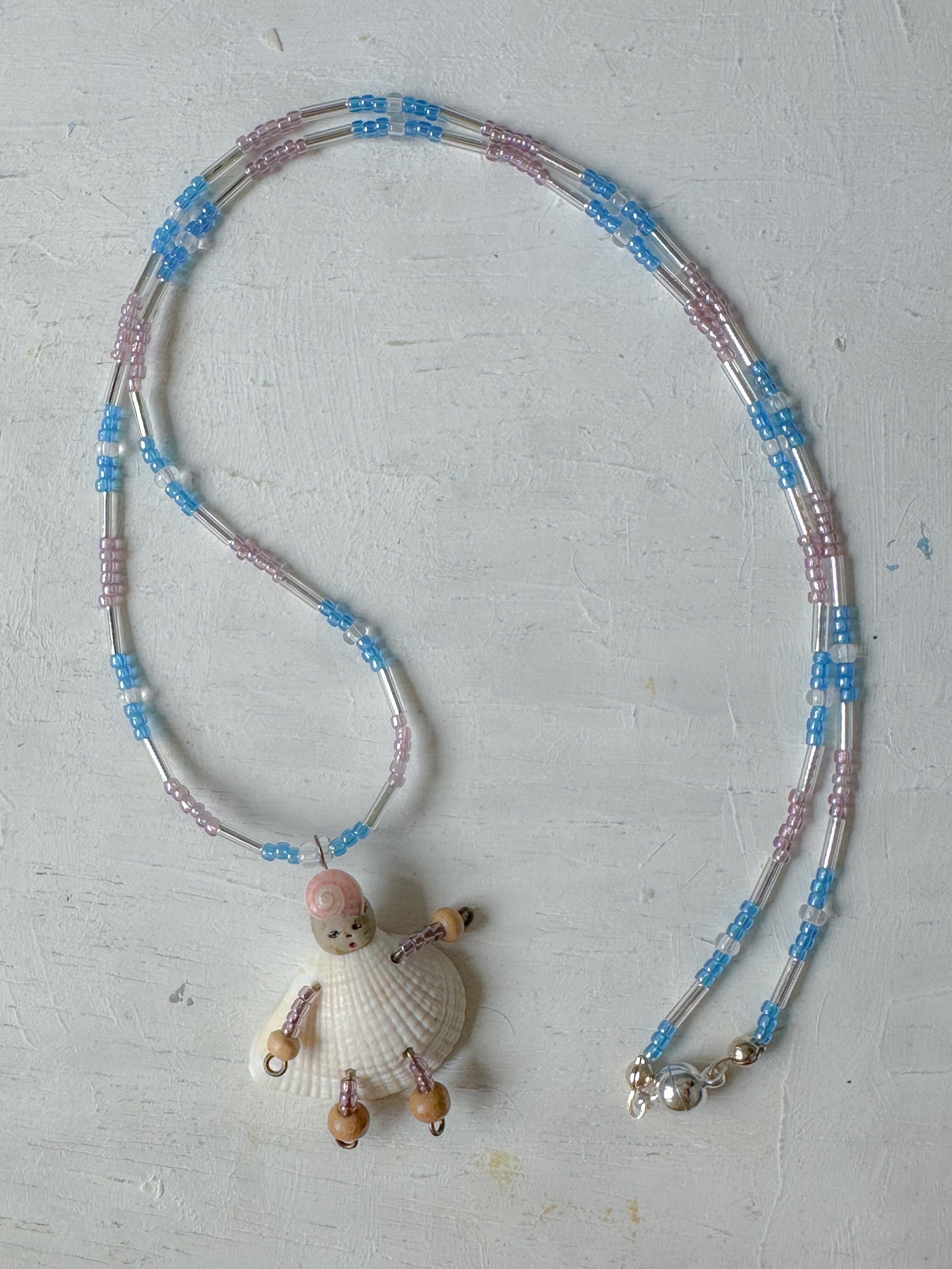 貝殻ドールとビーズのペンダント04 | 貝殻こけし舎