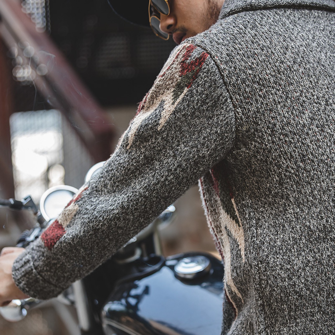 Geometric Knitted Cardigan Sweater / ジオメトリック ニット カーディガン セーター
