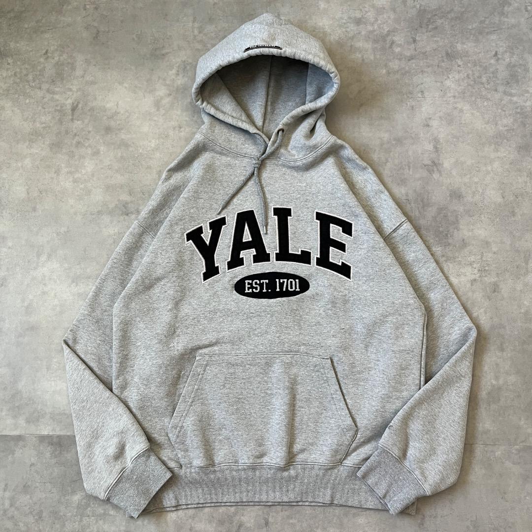 YALE イエール大学 カレッジ パーカー 古着 刺繍 M グレー 17994