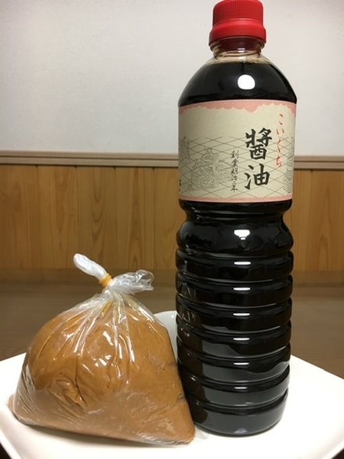 鍋庄商店　お客様専用　味噌3キロ、まろやか醤油1ℓ６本セット