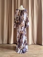 MADE IN ITALY artistic leaf sheer maxi dress-5164-8