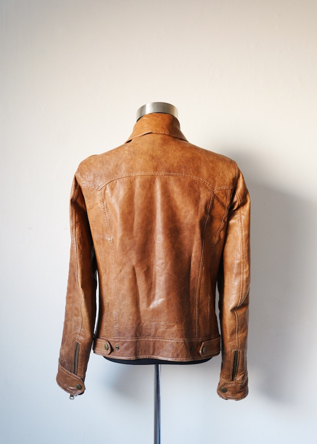 DOLCE&GABBANA lamb leather zip up jacket