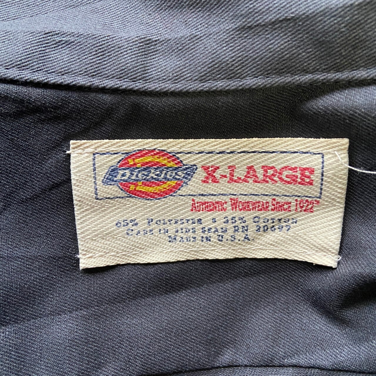 【美品/希少】海外製 Dickies ワークシャツ ワッペン×刺繍 ビンテージ