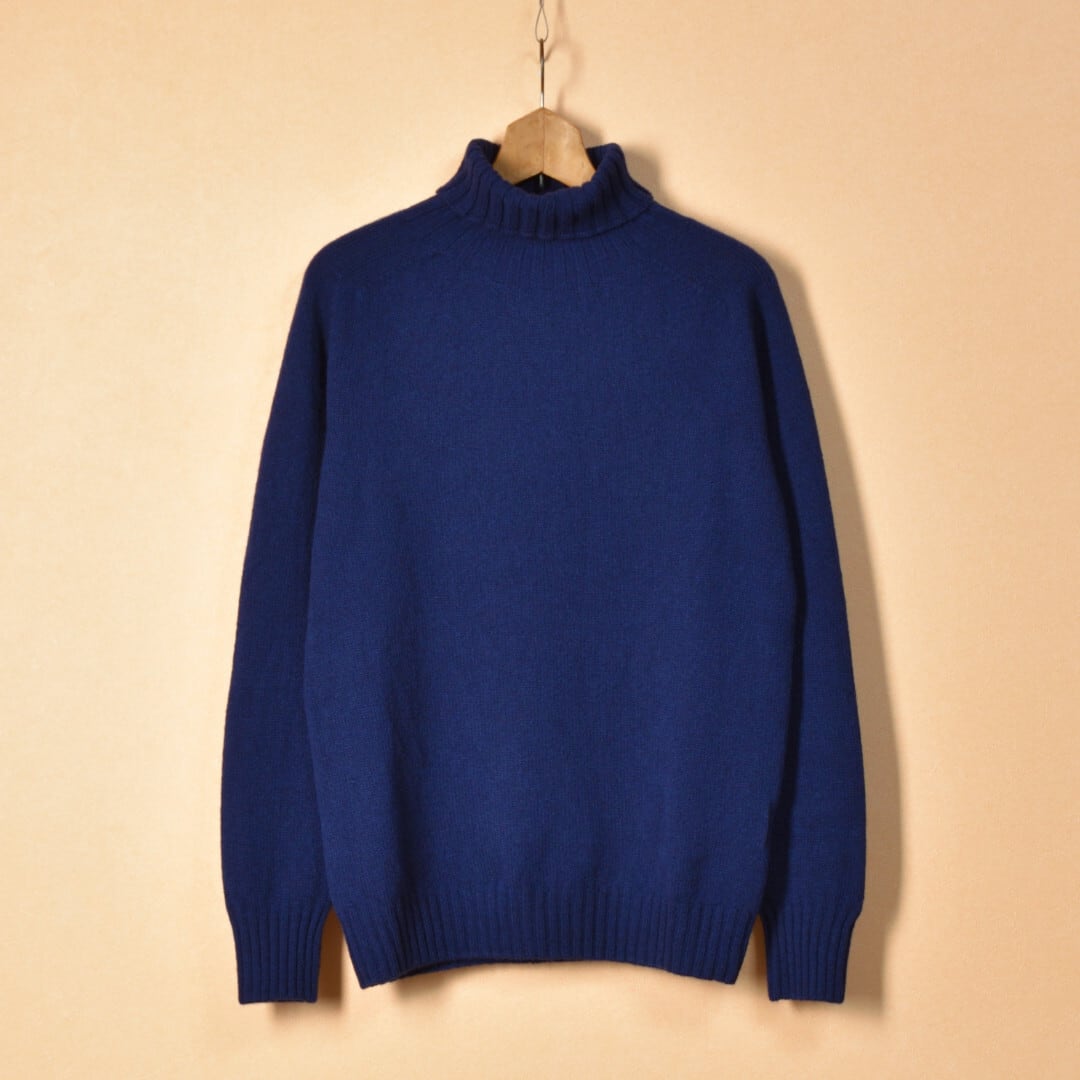 ARMEN アーメン  ラムウールポロネックラグランニット・ネイビー【送料無料】