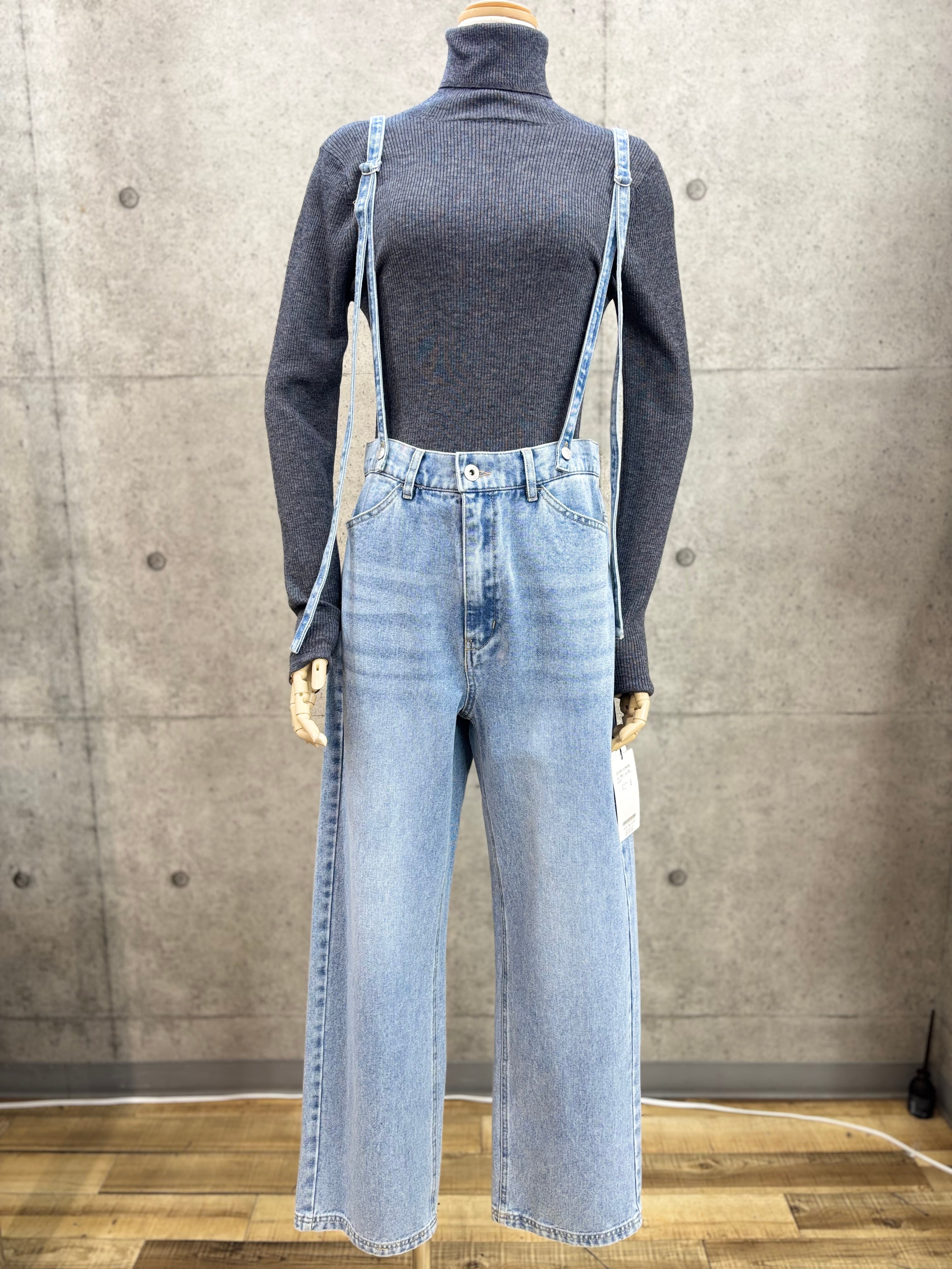 送料無料】CYNICAL(シニカル)サスペンダー付きワイドデニムパンツ