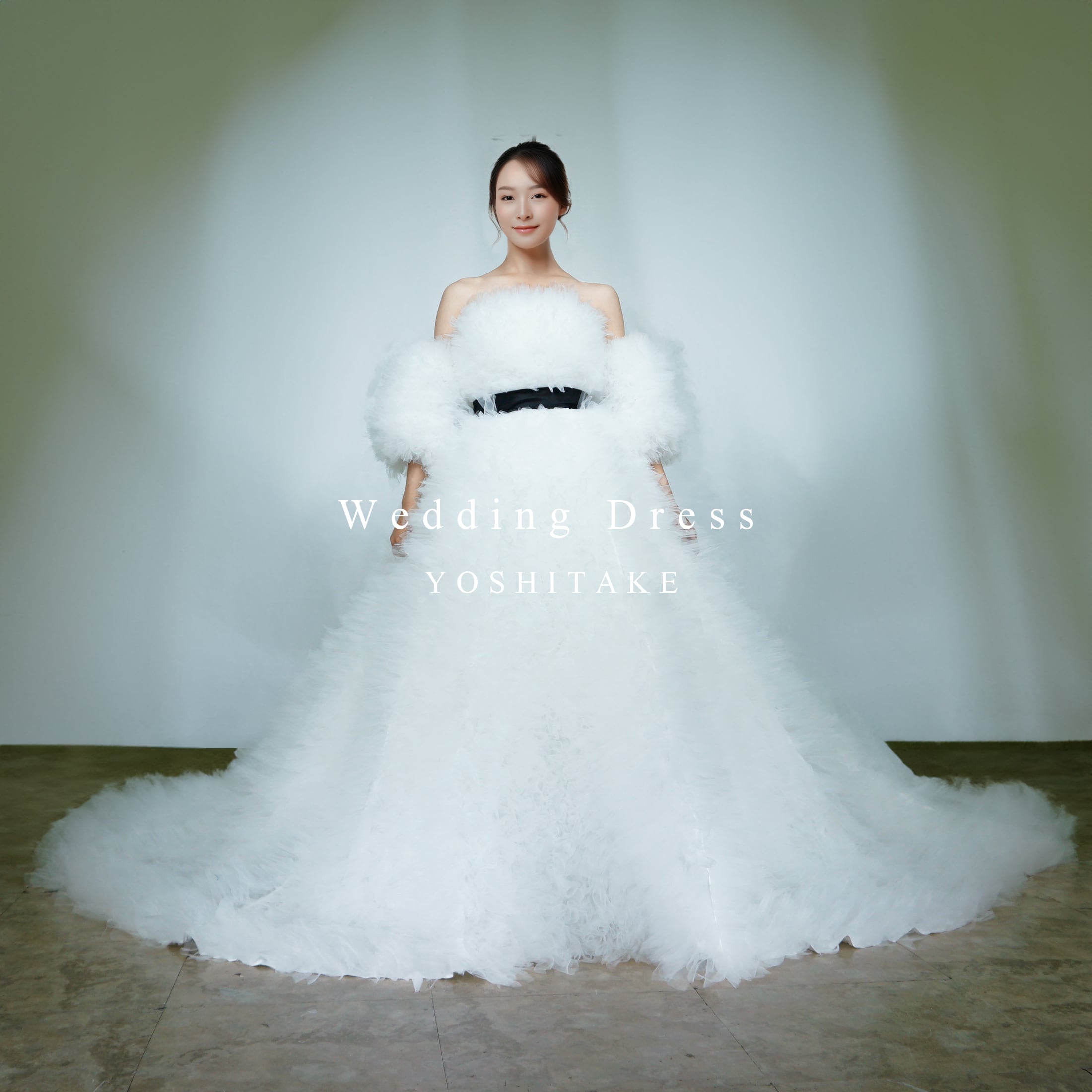 【オーダー制作】ウエディングドレス(無料パニエ) 	ウエディングドレス.白.チュール.スリーブ付き.プリンセスライン	※制作期間4週間から8週間	Y2370