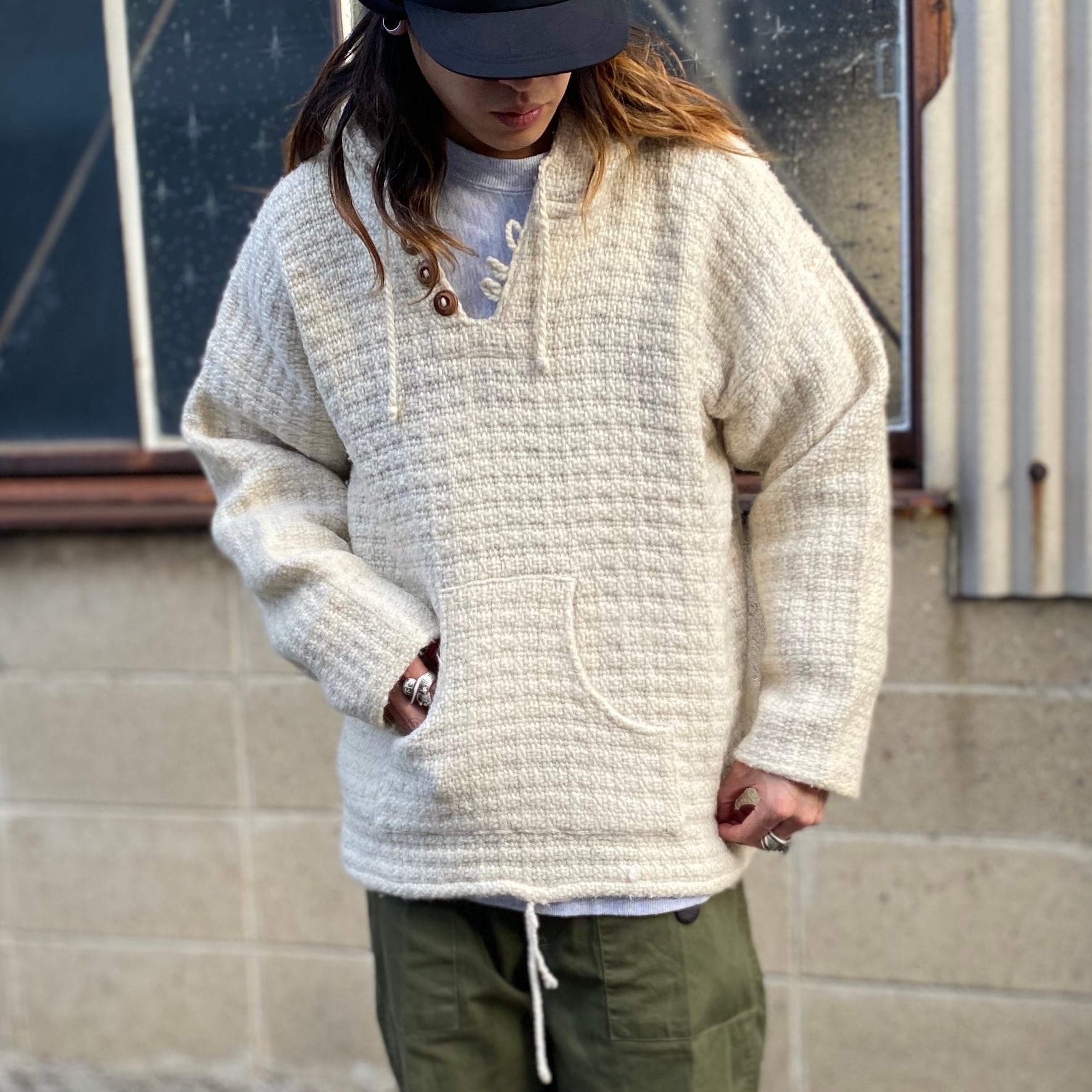 エクアドルニットセーター ニットパーカー フード付き メンズxl相当 古着 ニットセーター Cave 古着屋 公式 古着通販サイト