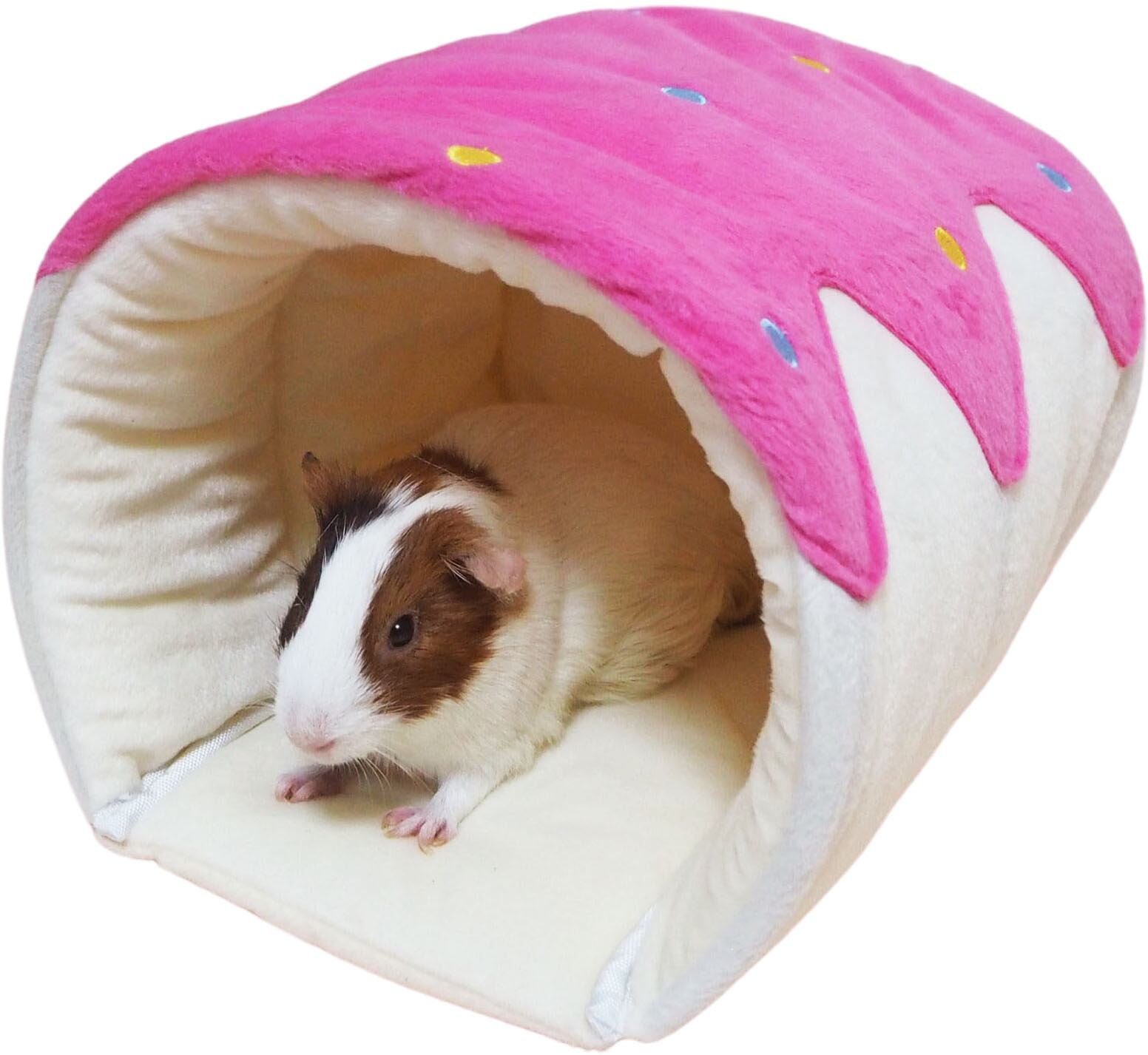 【小動物用品】ロールケーキのおうち 　ピンク/ブラウン