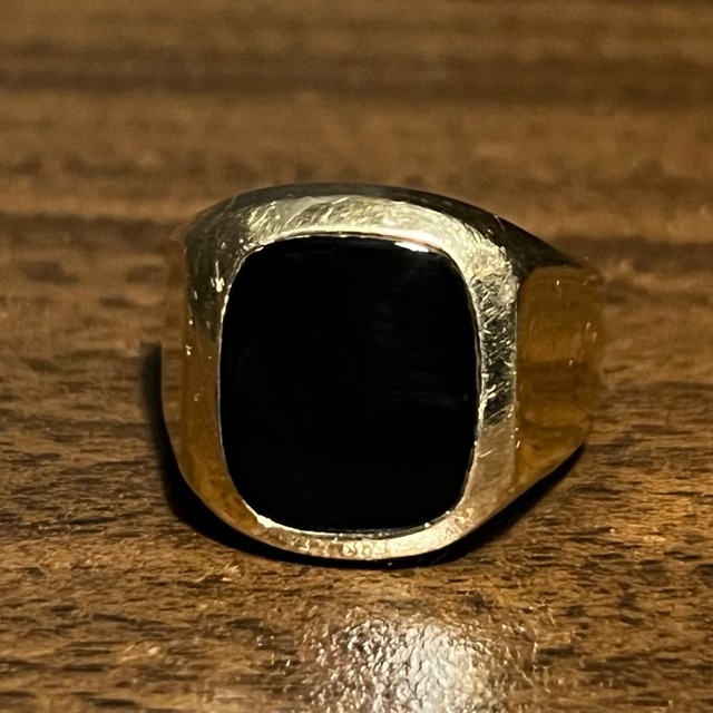 VINTAGE TIFFANY & CO. 14K Gold Black Onyx Square Signet Ring | ヴィンテージ ティファニー 14K ゴールド ブラック オニキス スクエア シグネット リング