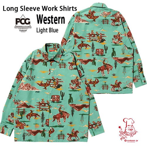 Cookman Long sleeve Work Shirts Western Light Blue ワークシャツ クックマン 長袖 USA UNISEX 男女兼用 アメリカ
