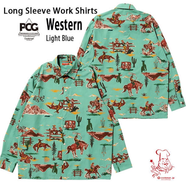 Cookman Long sleeve Work Shirts Western Light Blue ワークシャツ クックマン 長袖 USA UNISEX 男女兼用 アメリカ