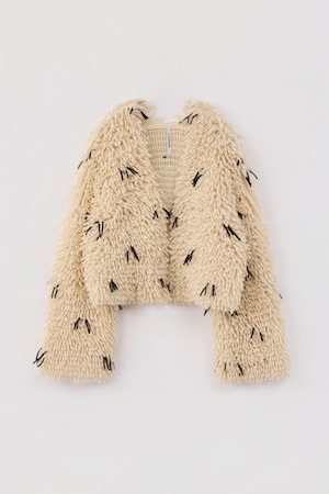 A CCORDION FRINGE KOMONDOR CARDIGAN フリンジコモンドールカーディガン IVORY×BLACK