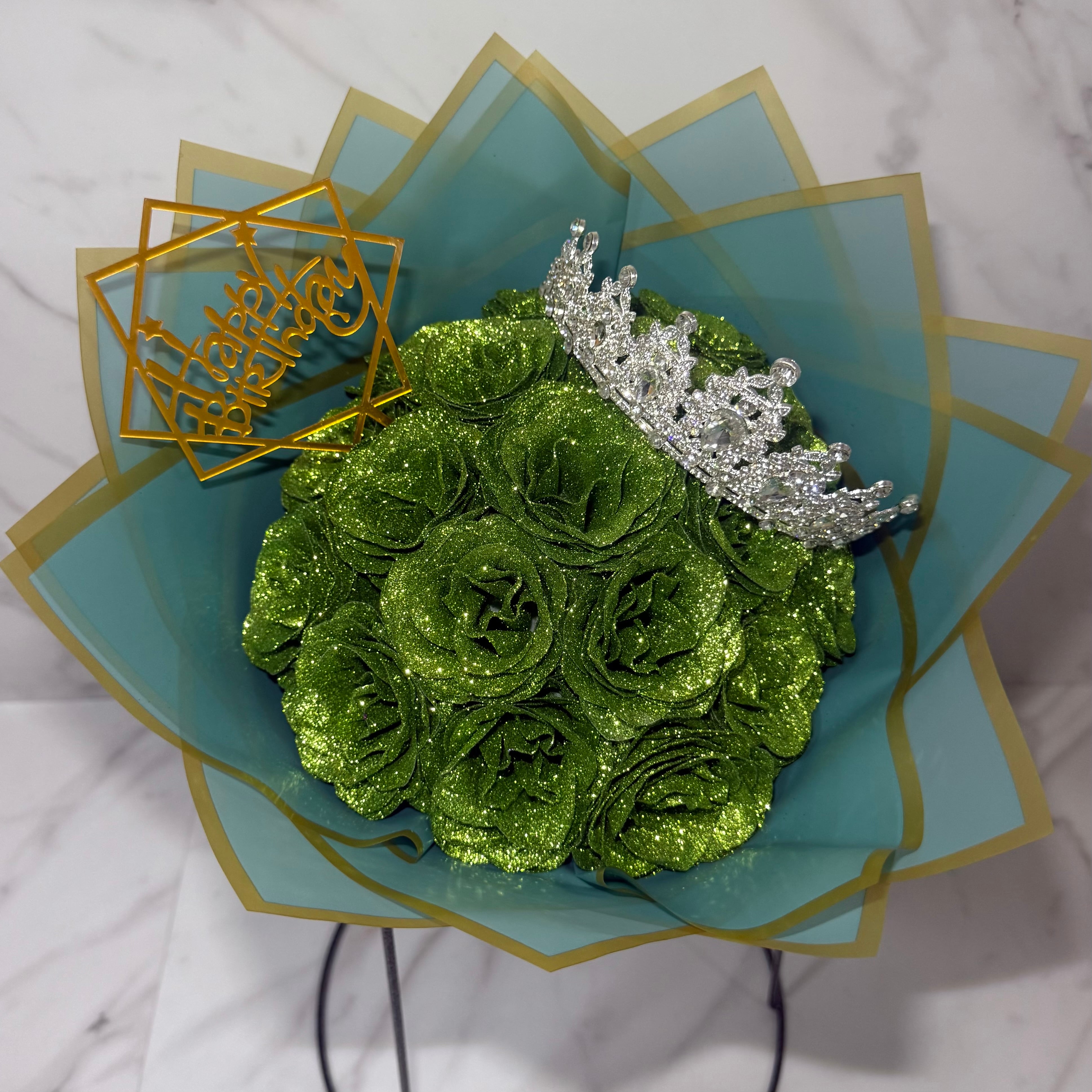 Green】Glitterrose bouquet 花束18本 | STRAHLEN GlitterRose