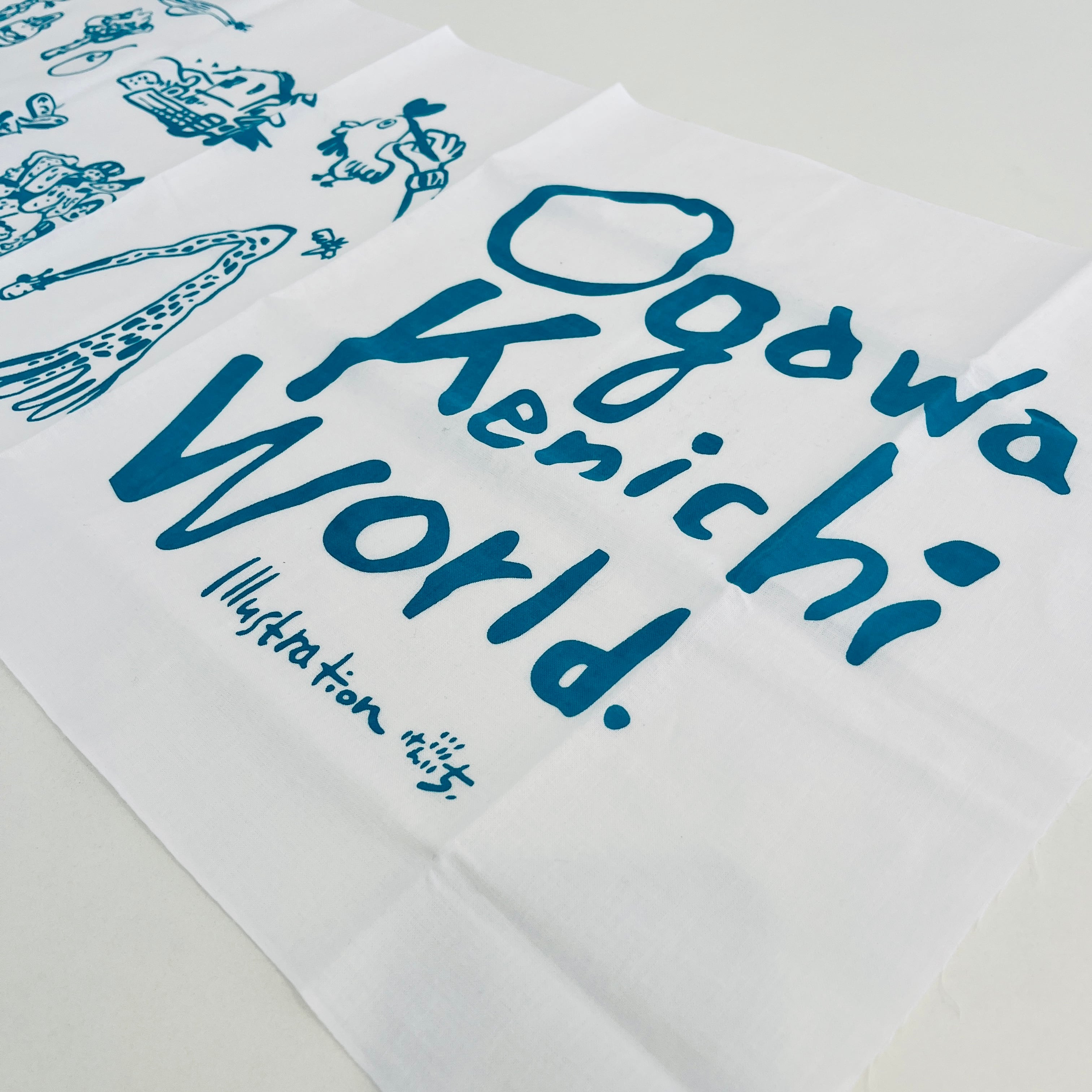 小川けんいちワールド】手ぬぐい(ターコイズブルー)(約90×36mm) | 小川