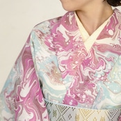 「雨のあと」❤︎本墨流し柄〜セオアルファ 浴衣・夏着物・単衣