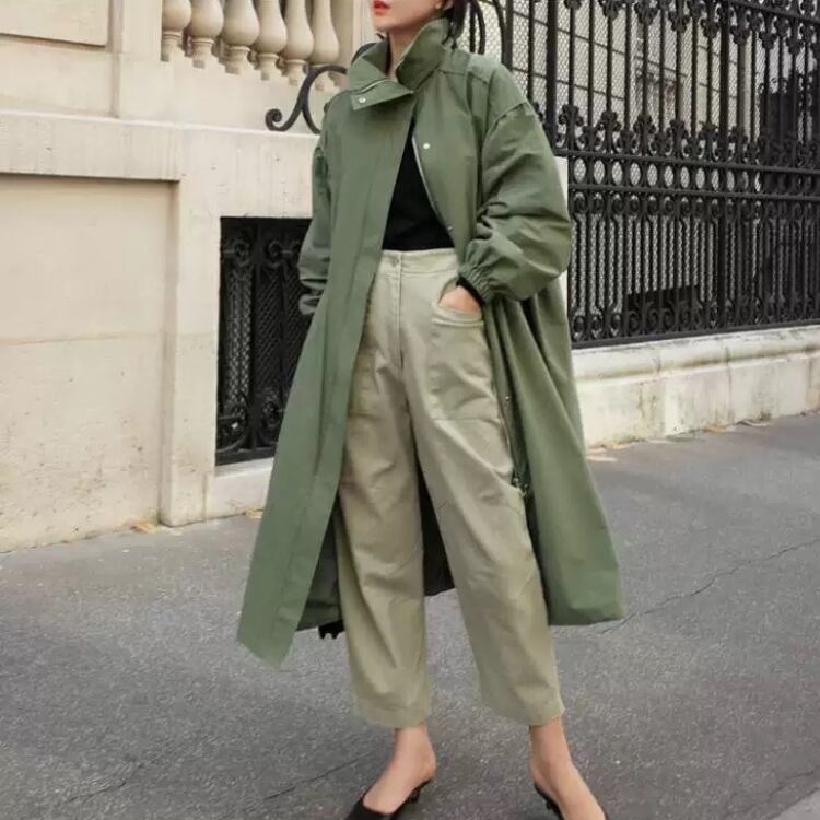 ルーズフィット スタンドカラー ロングコート 2col N00193