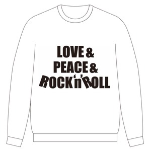 【LOVE&PEACE&ROCK'N'ROLL 発泡プリント】トレーナー White / BLK