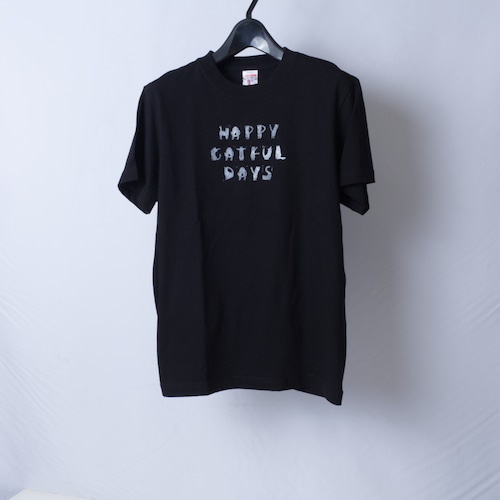猫Tシャツ - HAPPY CATFUL DAYS-【size:S】ブラック t8 猫Tシャツ - HAPPY CATFUL DAYS-【size:S】ブラック t8