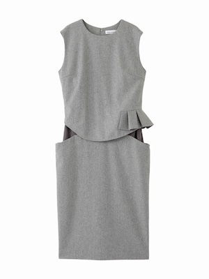 Frill dress  / medium grey × medium grey / W15DR06