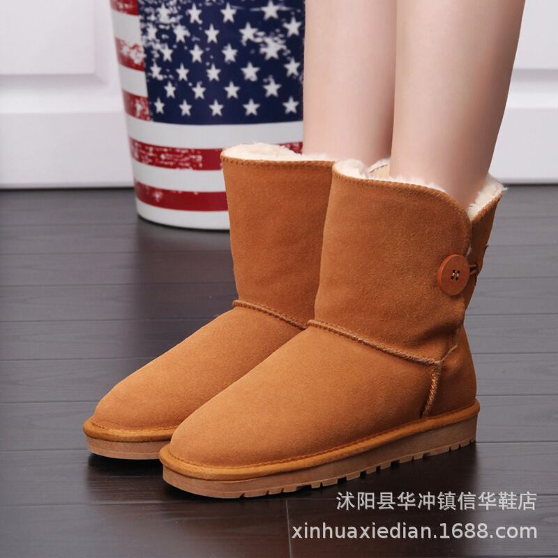 【新作】【送料無料】 在庫ストレートヘアスノーブーツ5803クリックミッドチューブ牛革靴男性と女性、プラスサイズのカスタムメイドの綿の靴-アリババ シューズ コットン 大きめサイズ 10b153708397080