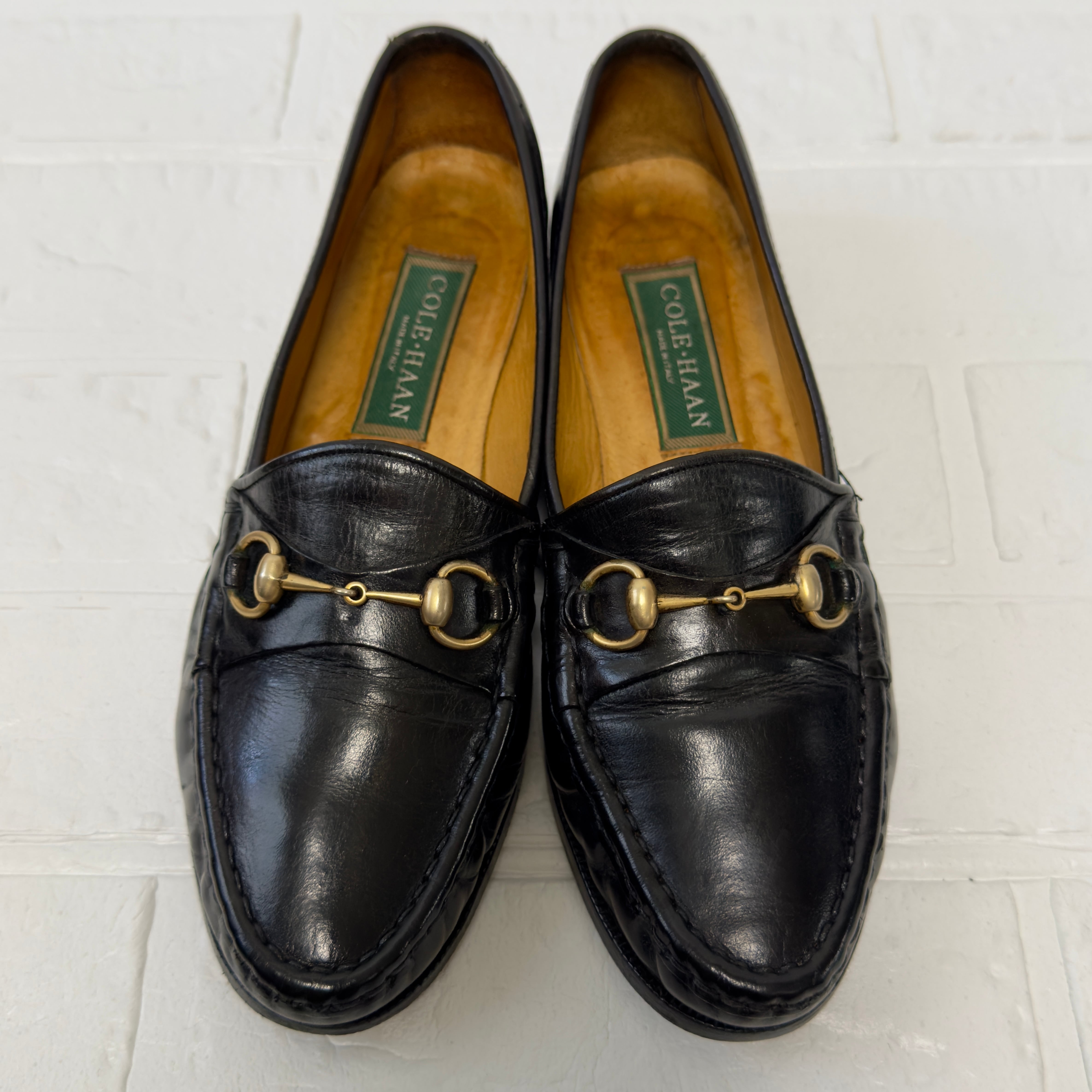 COLE HAAN《women's》80-90s イタリア製 ビットローファー ブラック