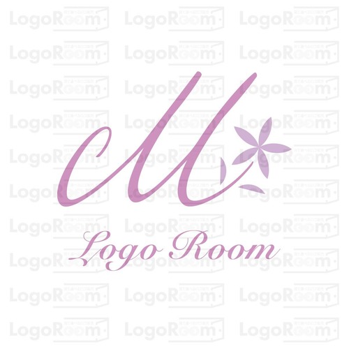 No871 ナチュラルなMのロゴ【アルファベット、M、花、シンプル、ナチュラル、柔らかい、美容、サロン、エステ、ネイル、ショップ、クリニック】