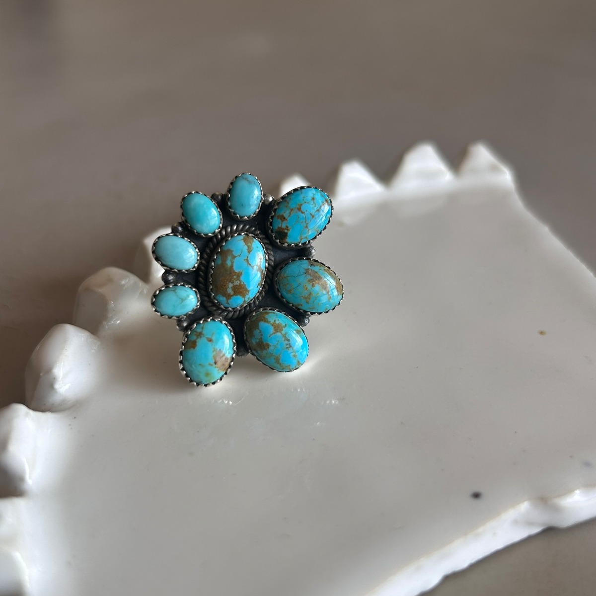 Native American Turquoise Cluster Ring | Lucy vintage silver