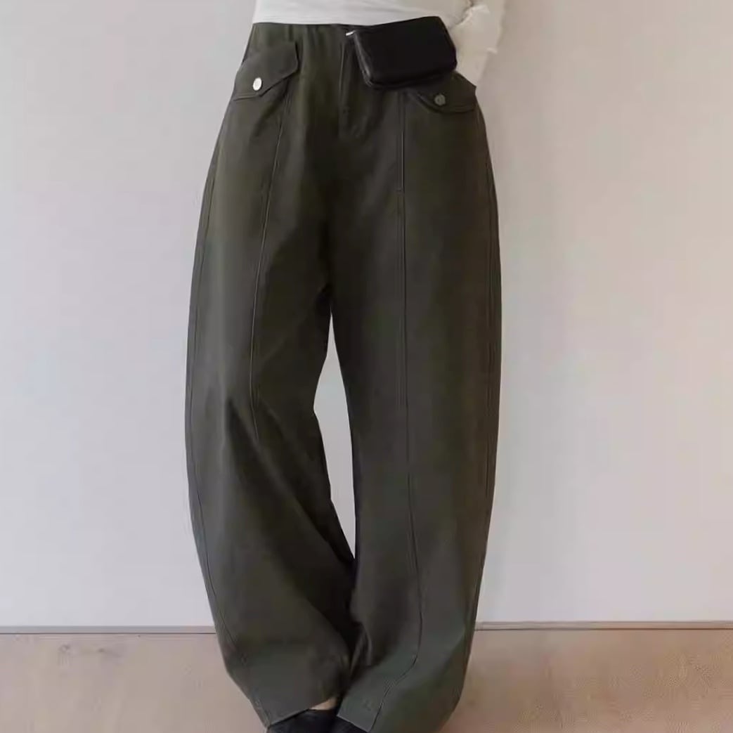 ワイド ハイウエスト カーブシルエット パンツ 2color APA0079