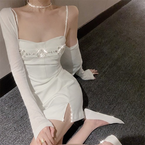 ホワイトドレス サマースリムスカート ショート 夏物 香港シスターチウホール50387724407
