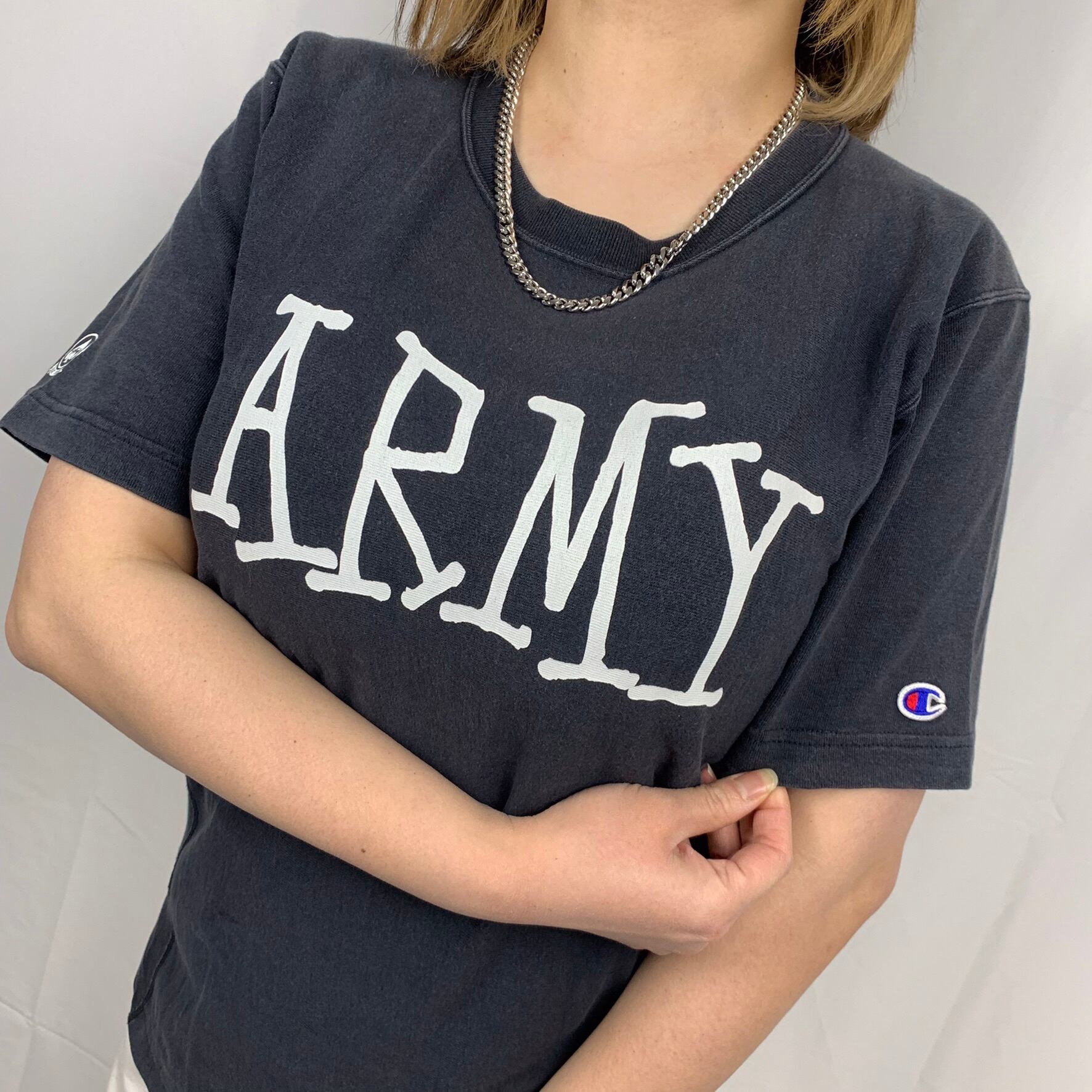 ステューシー】×【チャンピオン】コラボARMYTシャツ リバースウィーブ