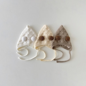 【HAT】可愛いボール付きニット帽子