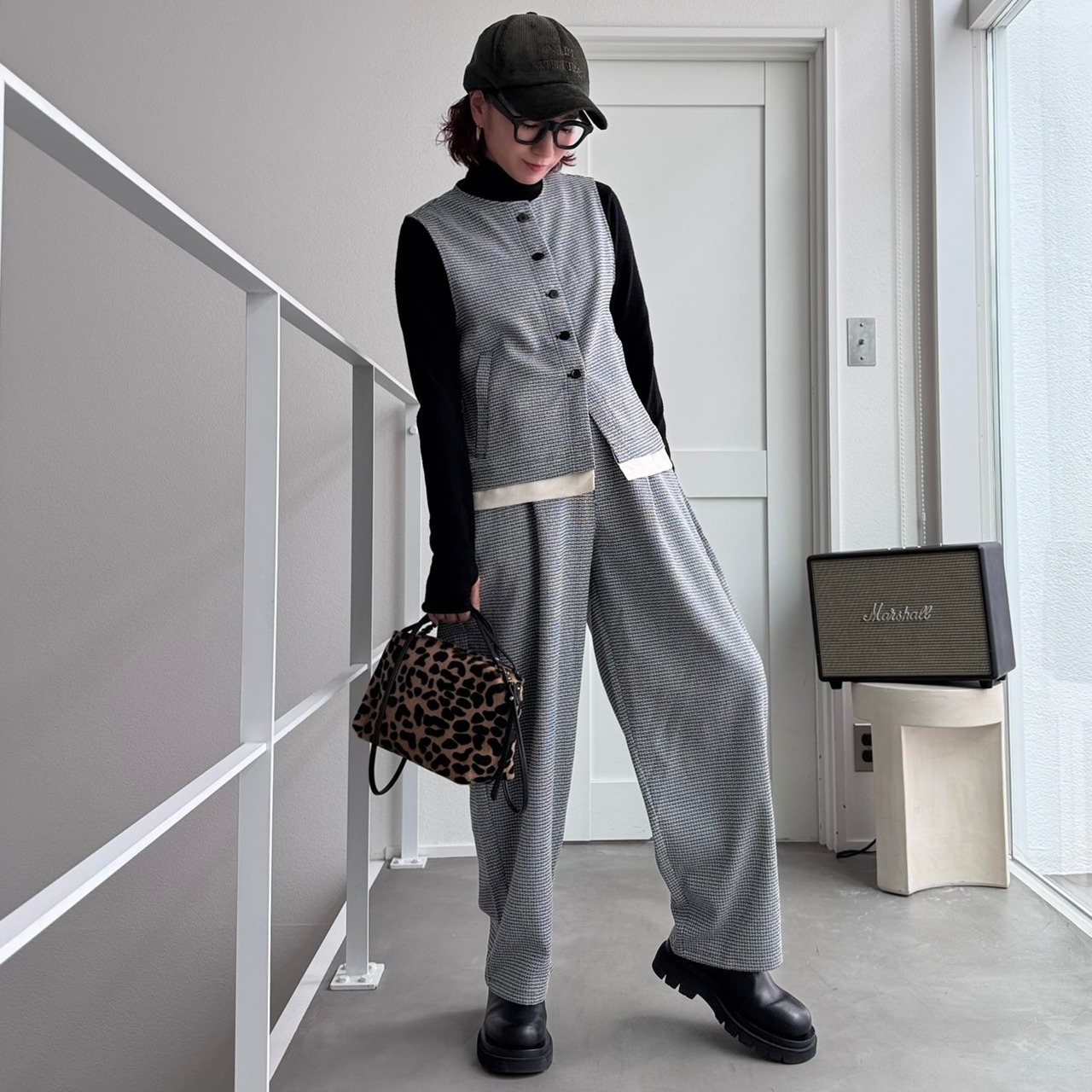 MIXツイードノースリvest/グレー