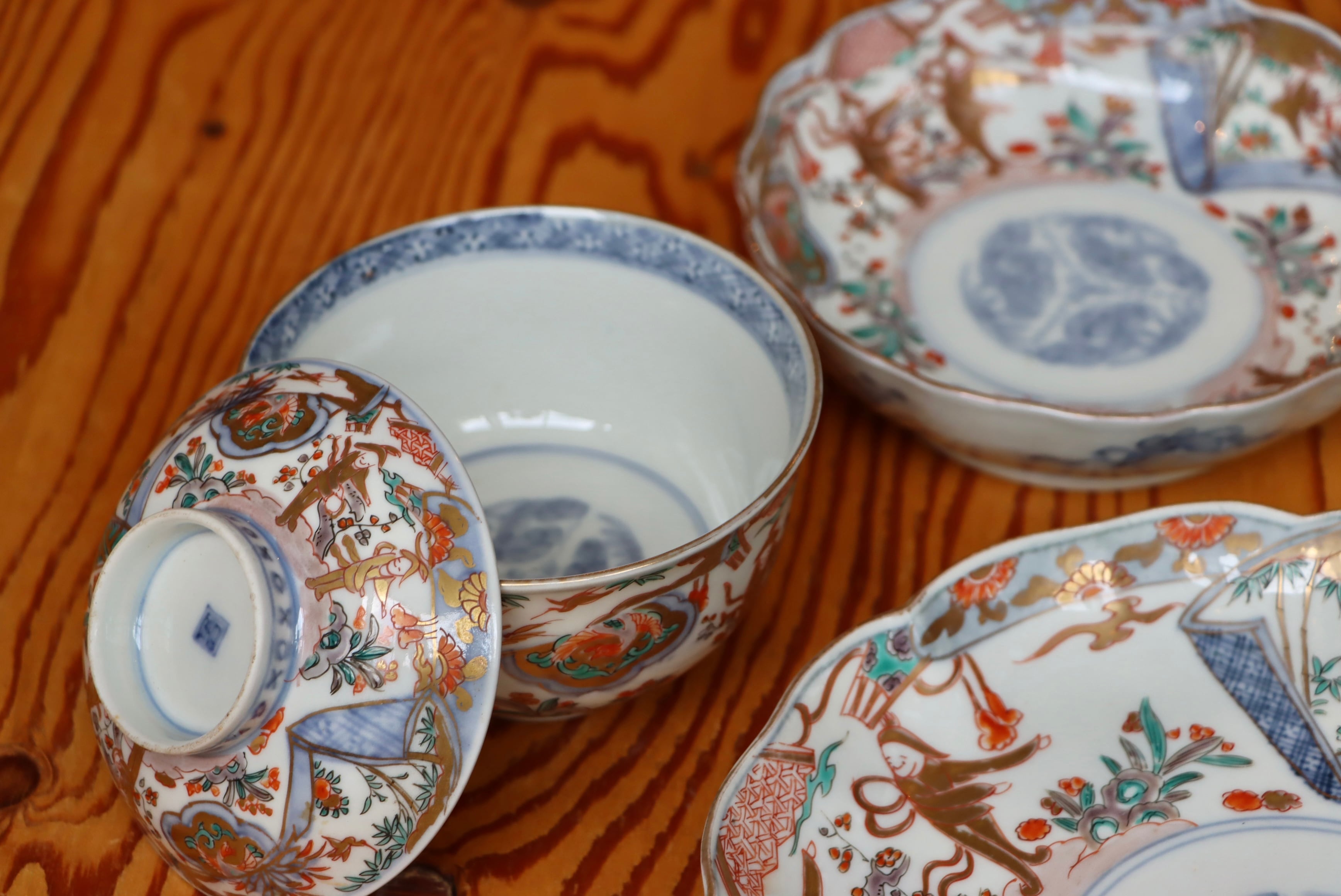 使って！【伊万里色絵皿　描きこみ見事　色彩キレイ　鳳凰花々文・23・皿】◆骨董 伊万里色絵皿 描きこみ見事 色彩キレイ 鳳凰花々文・23・皿