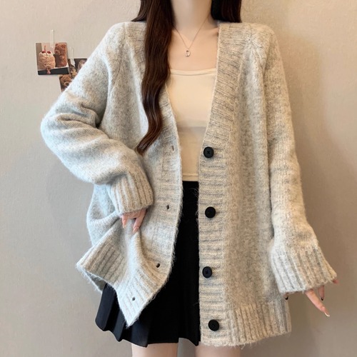 オーバーサイズVネックニットカーデ ・73769