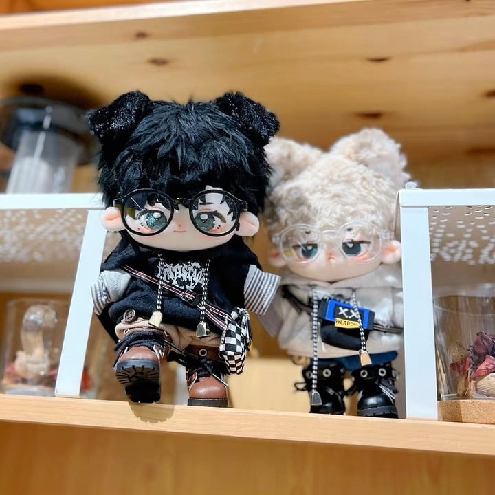 15cmぬい服】ボーダーインナーのカバン付きコーデ 15cm着せ替え