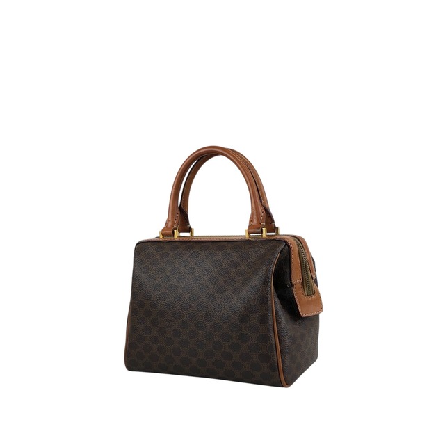 CELINE セリーヌ マカダム ショルダーバッグ ブラウン PVC レザー 2way ミニボストン vintage ヴィンテージ オールド aacnr6